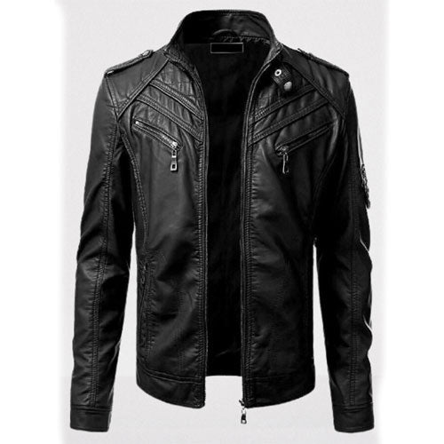 Men's Pure Black Leather Biker Fashion Jacket for Men, Men Leather Outerwear Men's Pure Black Leather Biker Fashion Jacket for Men, Men Leather Outerwear