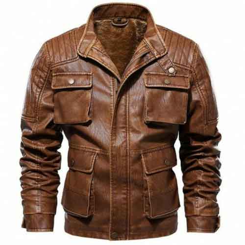 New Men Antique Brown Leather Jacket With Cargo Pockets, Brown Leather Apparel New Men Antique Brown Leather Jacket With Cargo Pockets, Brown Leather Apparel