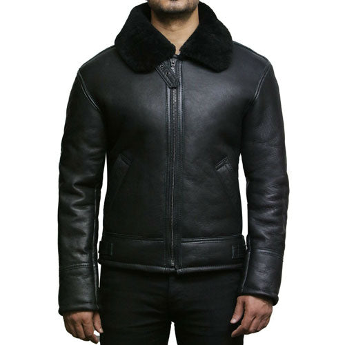Tailor Made Men's Genuine Black Sheepskin Leather Flying Pilot Stylish Jackets Coat Tailor Made Men's Genuine Black Sheepskin Leather Flying Pilot Stylish Jackets Coat