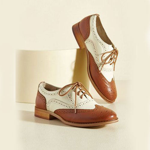 Half White and Tan Leather Oxford Shoe Half White and Tan Leather Oxford Shoe