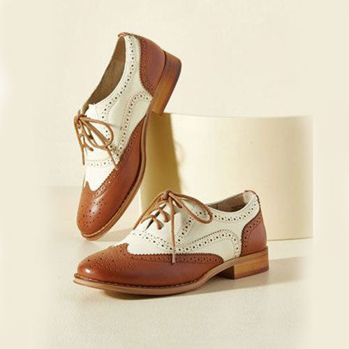 Half White and Tan Leather Oxford Shoe Half White and Tan Leather Oxford Shoe
