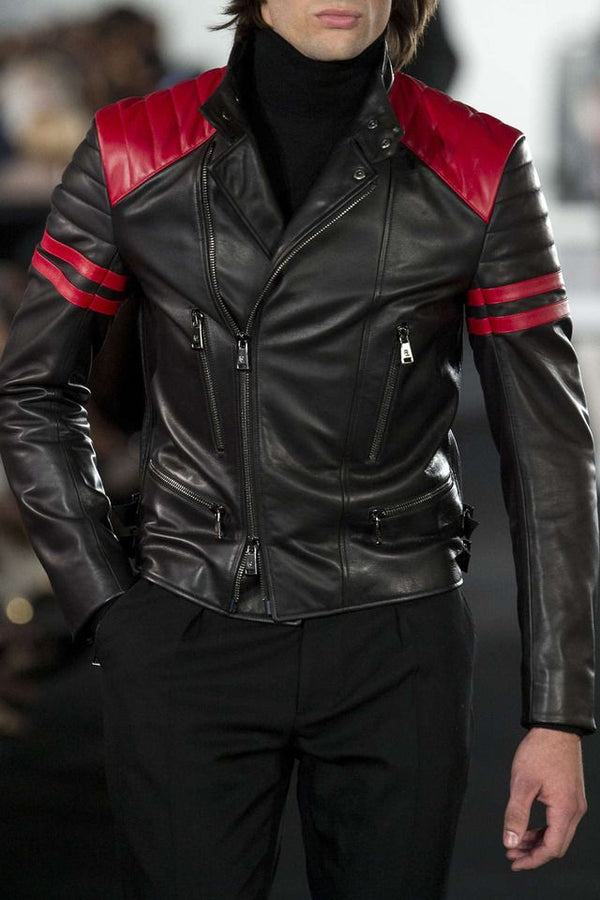 Tailor Made New Men's Black, Red Color Leather Jacket Top Fashion Wear Jacket Men