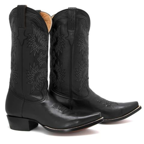 Pure Genuine Handmade Men's Black Leather Western Mexican Cowboy Boots