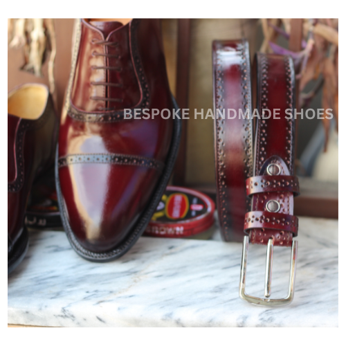 Custom Made Formal Shoes, Pure Shiny Burgundy Leather Lace up Brogue Dress Shoe