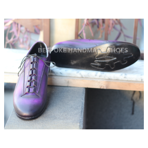 Tailor Made Dress Shoes, Pure Shiny Purple Leather Lace up men Brogue Dress Shoe