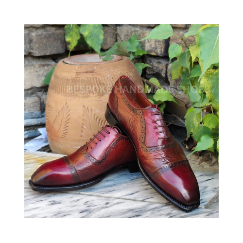 Handmade New Men's Brown Color Leather Oxford Cap-Toe Brogue Lace Up Dress Formal Wear Shoes Men