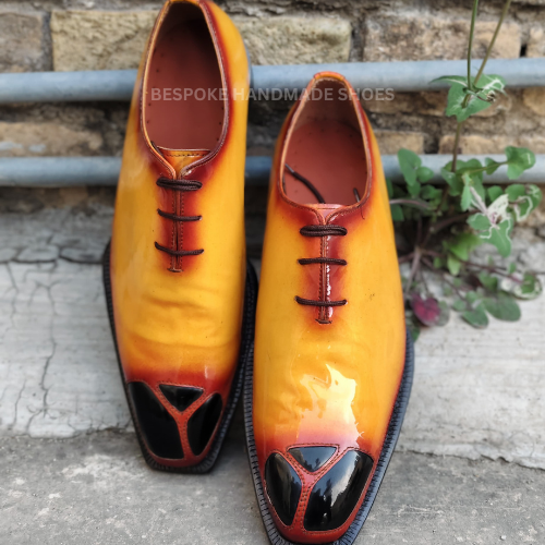 Ready To Ship Men's Handcrafted Two Tone Leather Oxford Whole Cut Lace Up Dress Casual Wear Shoes Men