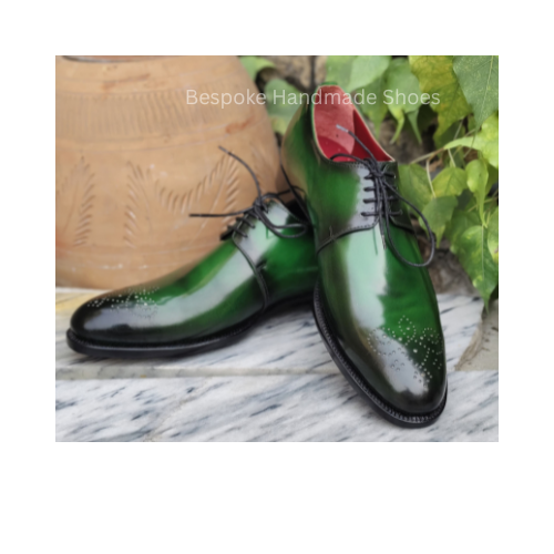 New Custom Made Men's Green Color Leather Derby Customize shoes, Leather sole Formal Wear Dress Men's Shoes For Party and Wedding