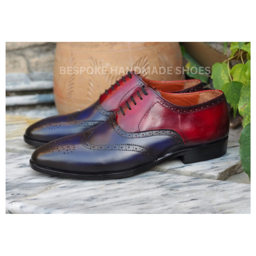 Bespoke Men's Handmade Black Leather Oxford Whole-Cut Brogue Dress Formal Shoes Men