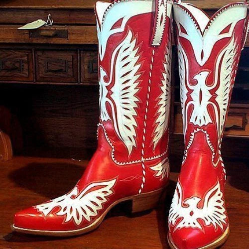 Tailor Made New Men's Red, White Leather Cowboy Western Dress Formal Wear Boots Men