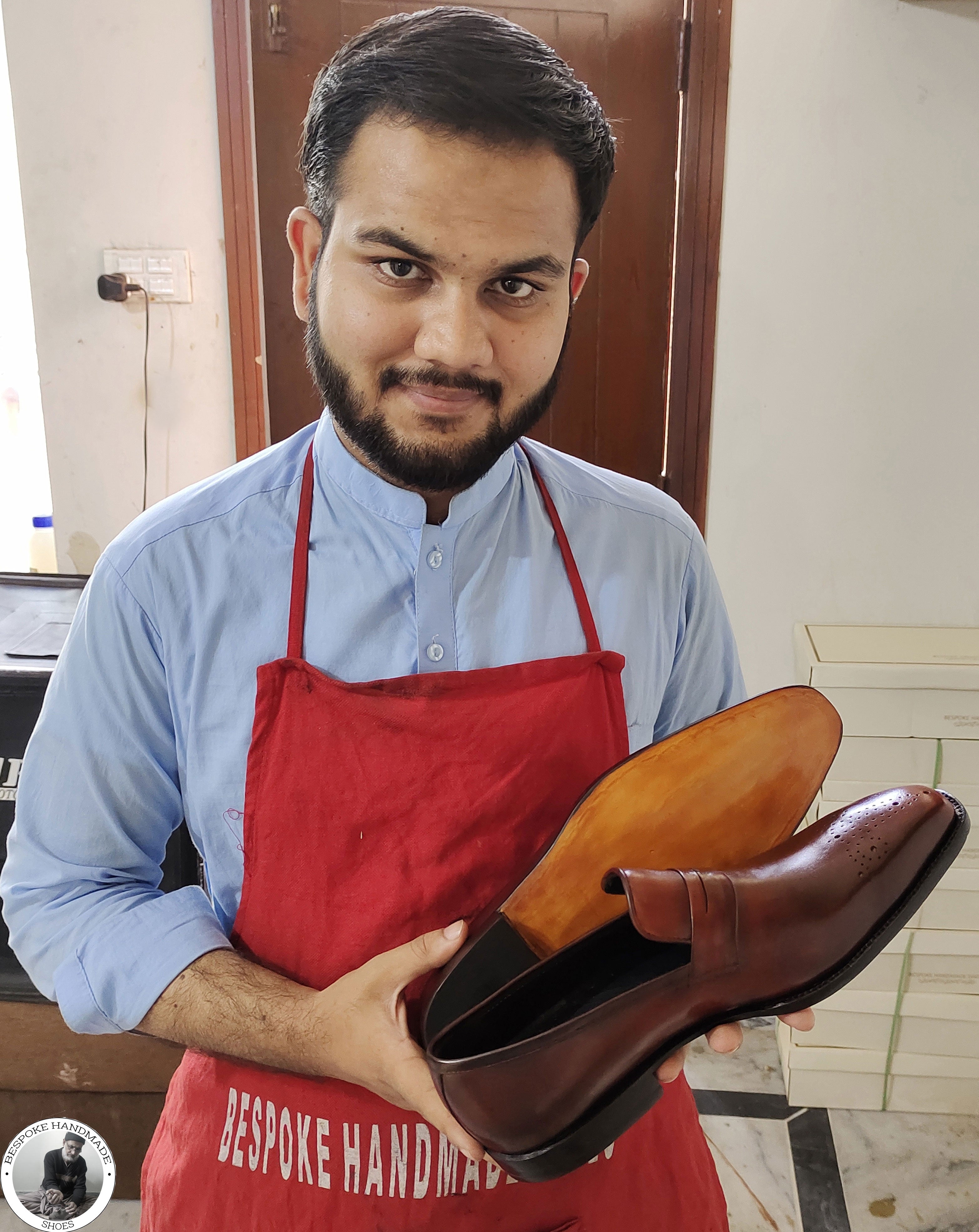 Bespoke Men's Handmade Custom Brown Leather Whole Cut Brogue Shoes