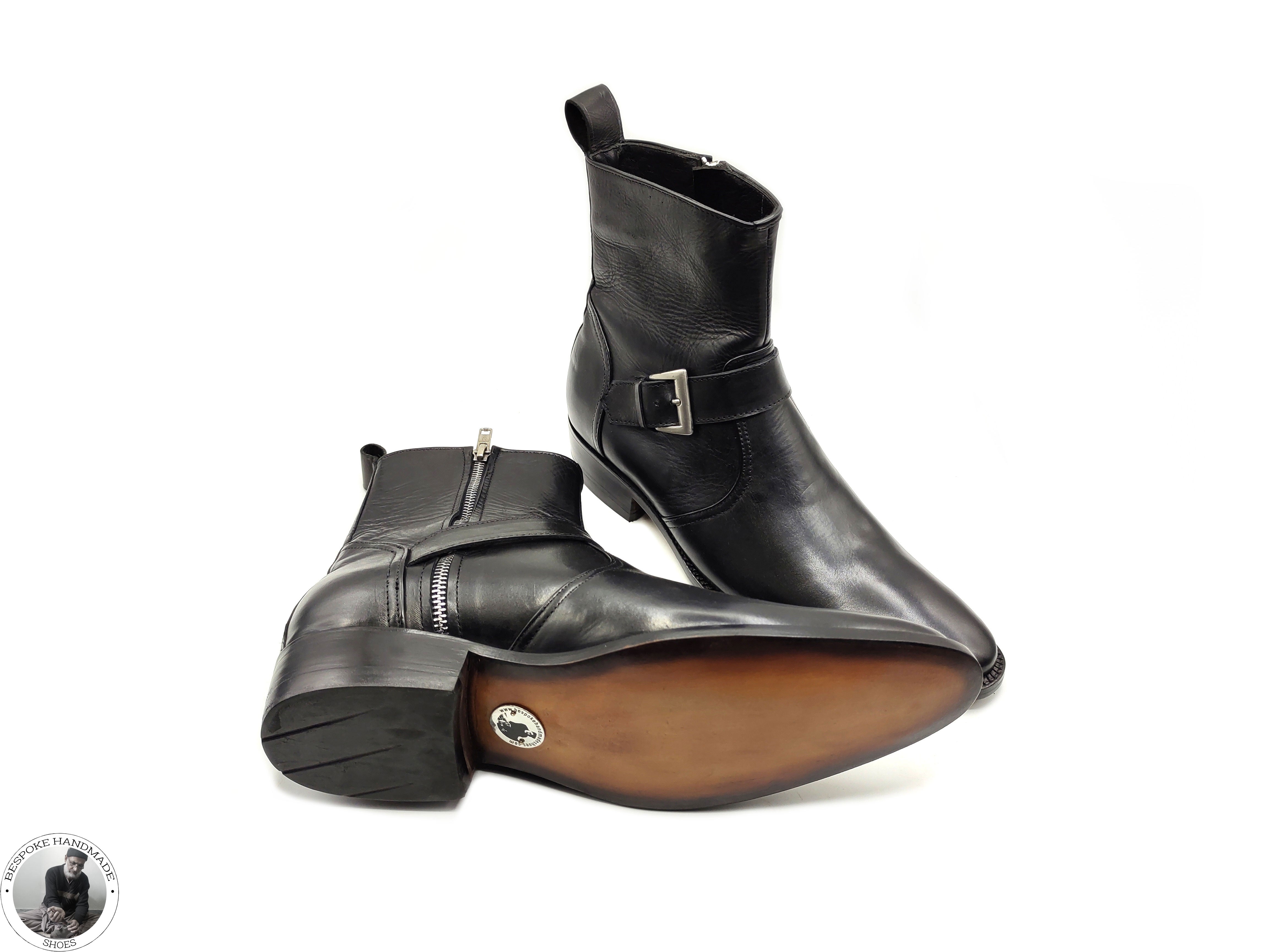High Ankle Whole Cut Single Monk Strap Boot