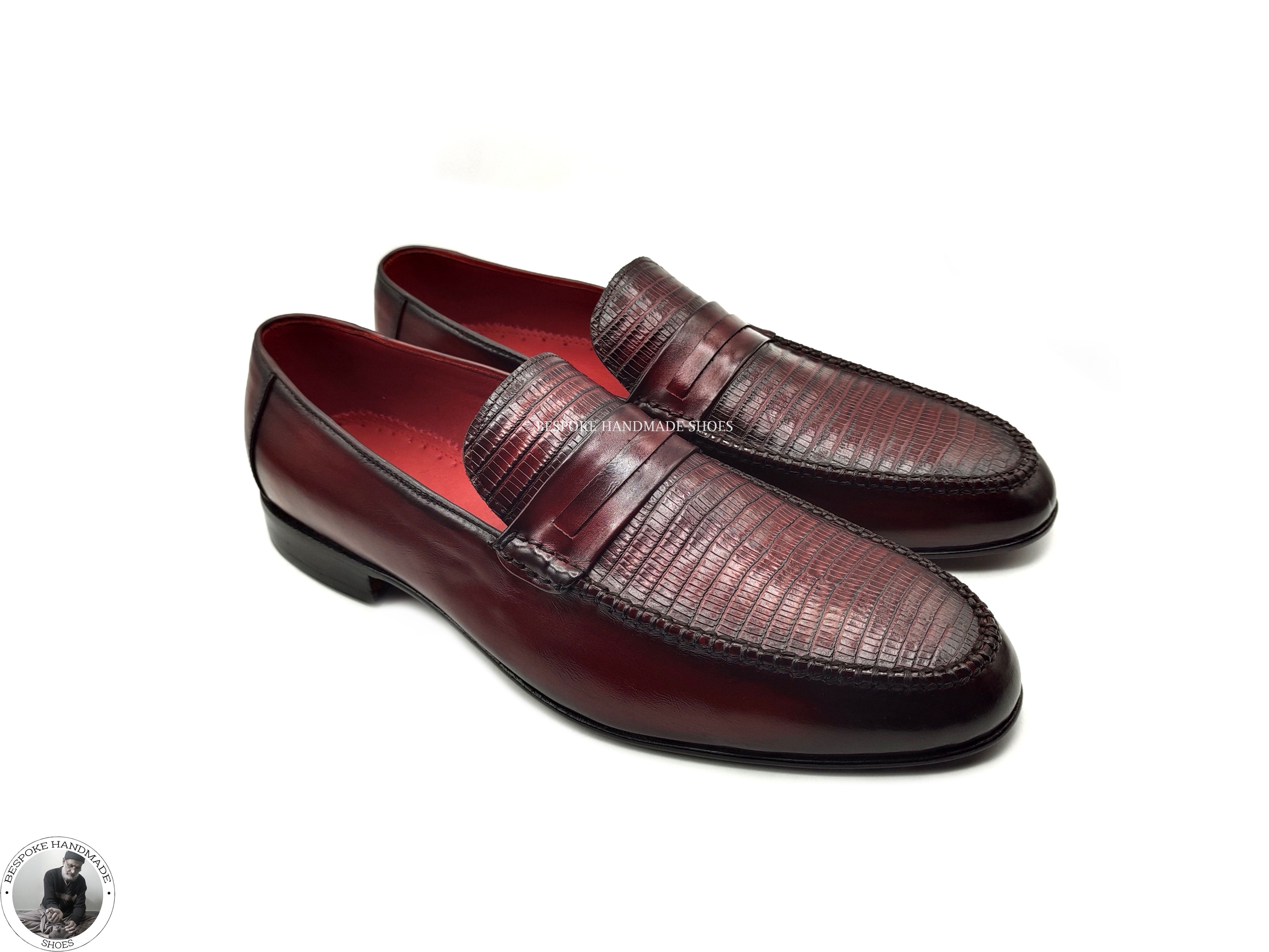 Pure Handmade Red Color Leather Wholecut Loafer Formal / Casual Shoes For Men's