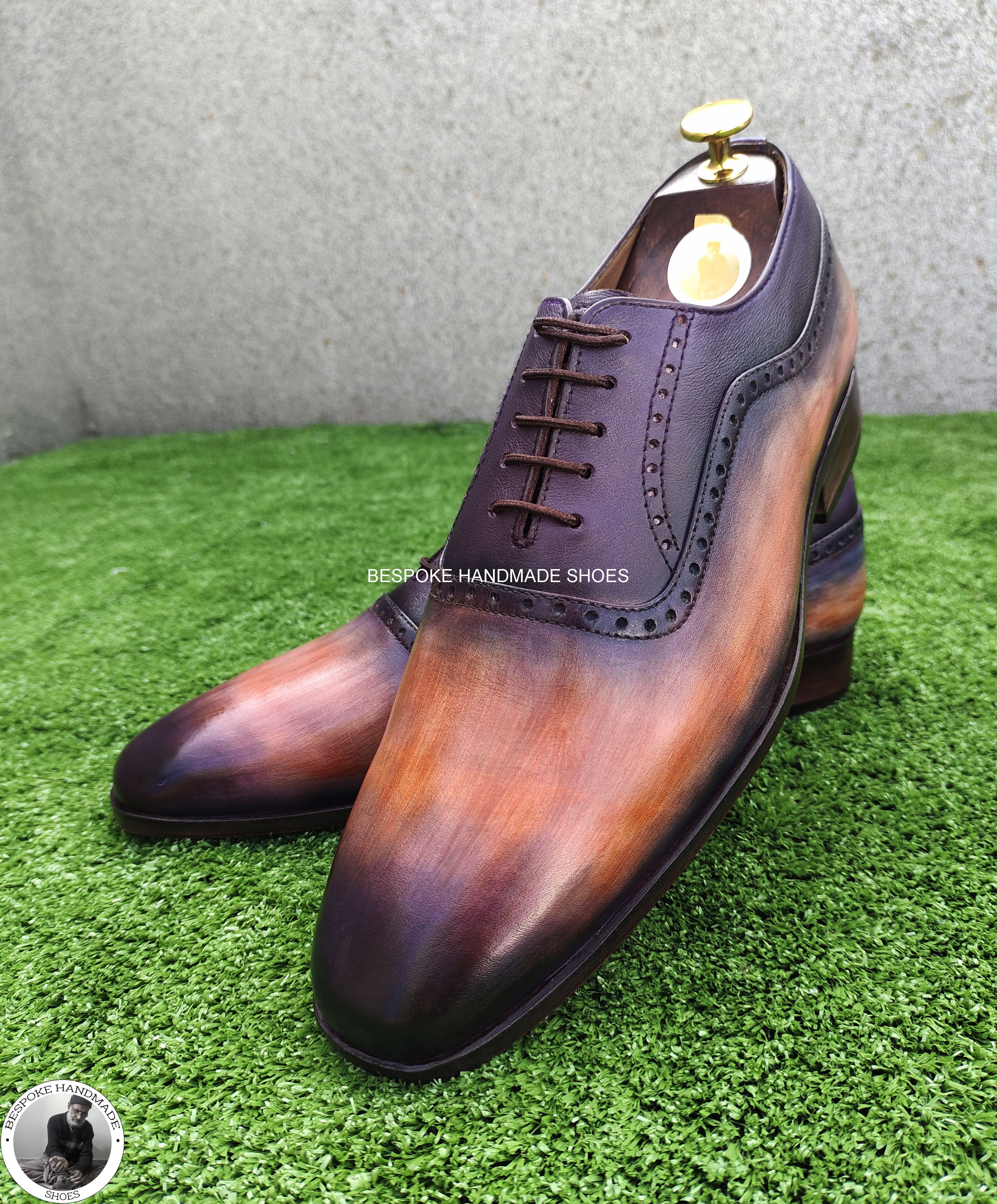 Bespoke Real Leather Shoes, Two Tone Oxford Wholecut Lace up Dress / Formal Shoe
