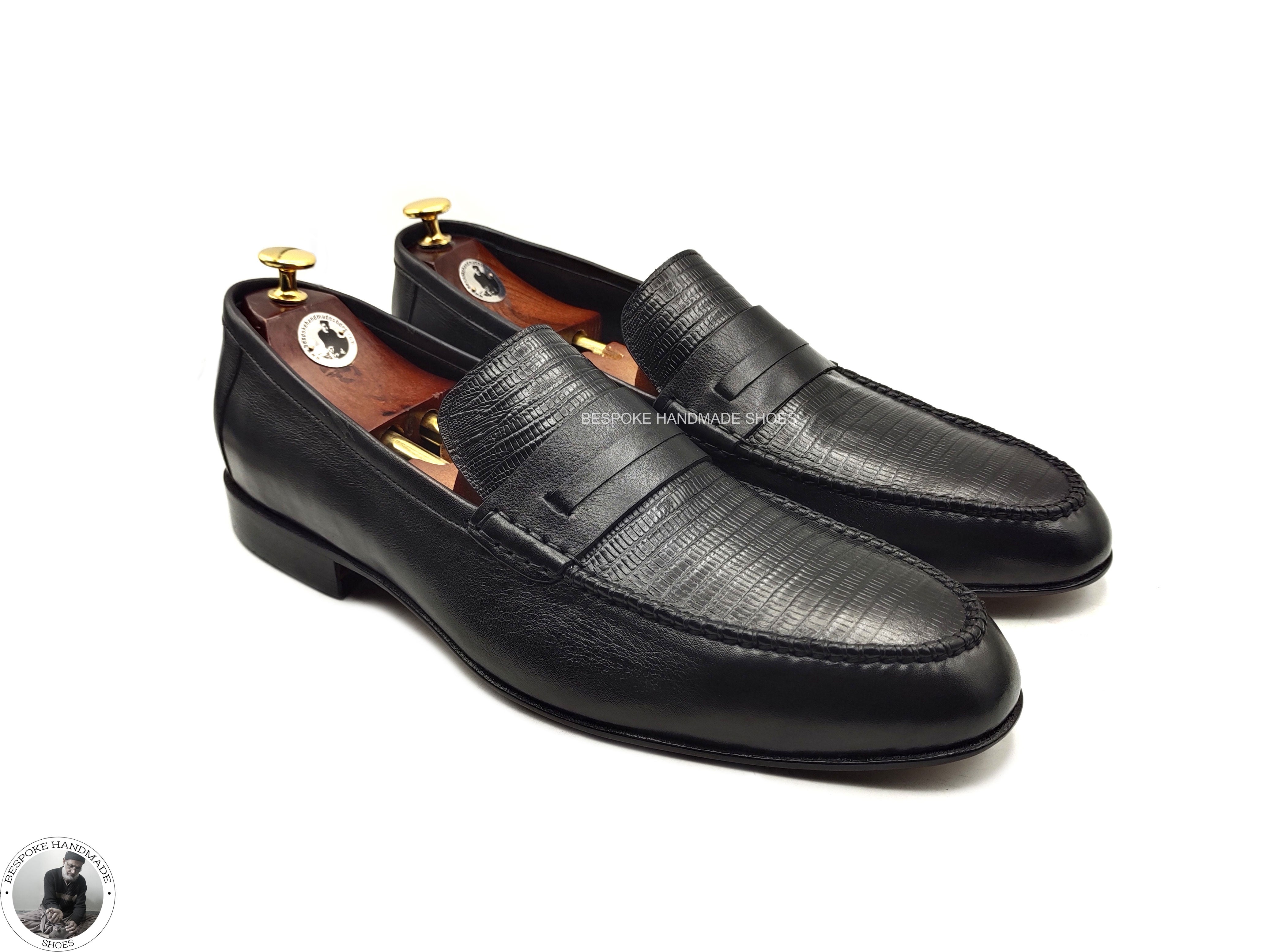 New Men's Handmade Black Color Slip on Loafer Moccasian Dress / Formal Shoes