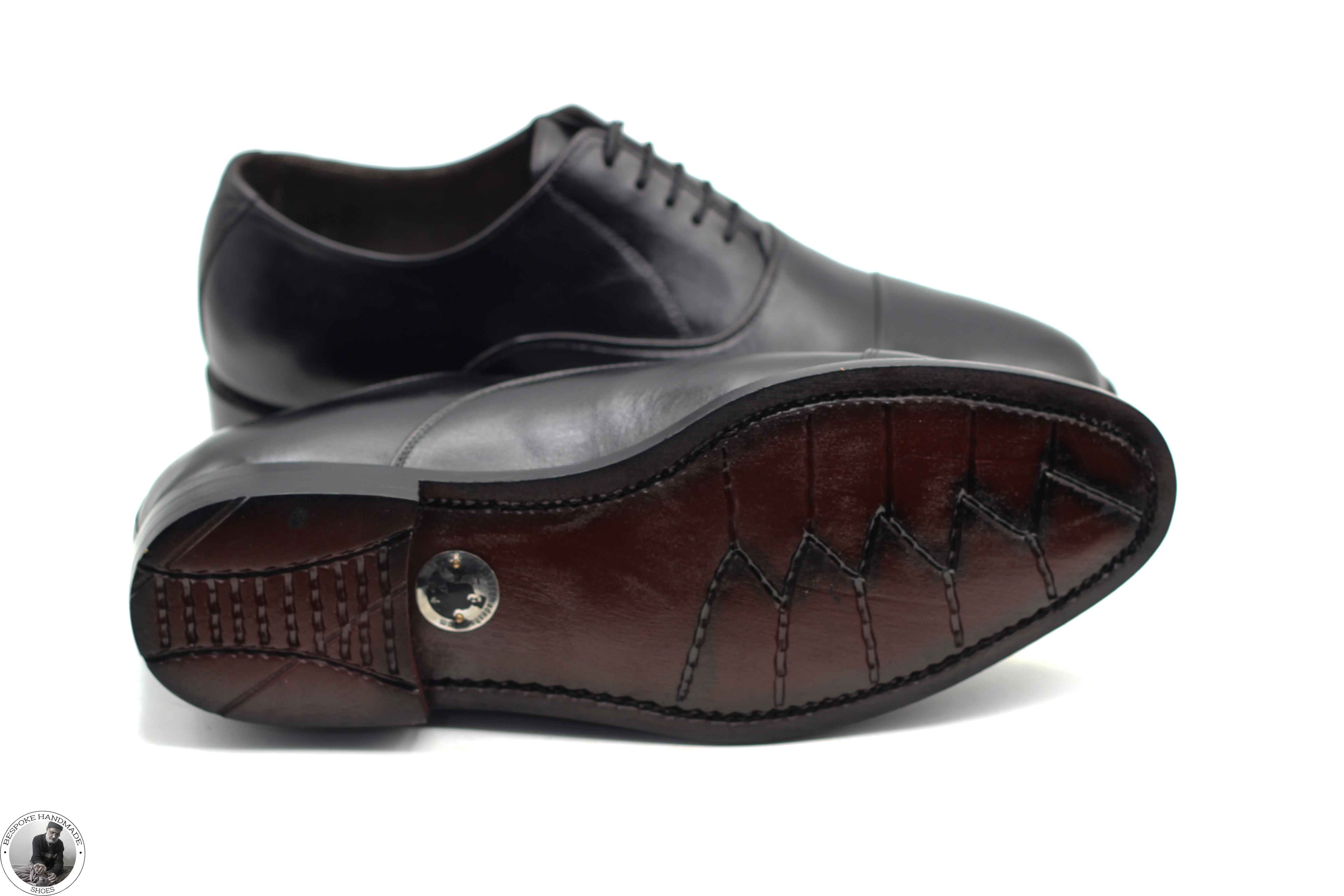New Men's Handmade Black Leather Oxford Toe Cap Dress Shoes For Men'