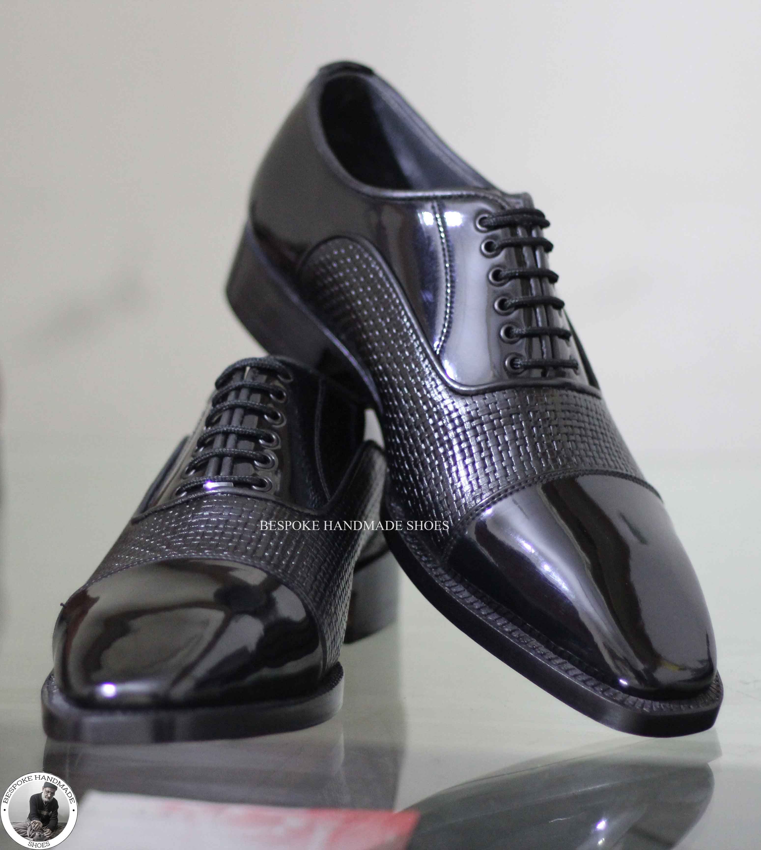 Custom Made Men's Black Patent Leather Oxford Toe Cap Lace Up Casual,Fashion Men's Shoes