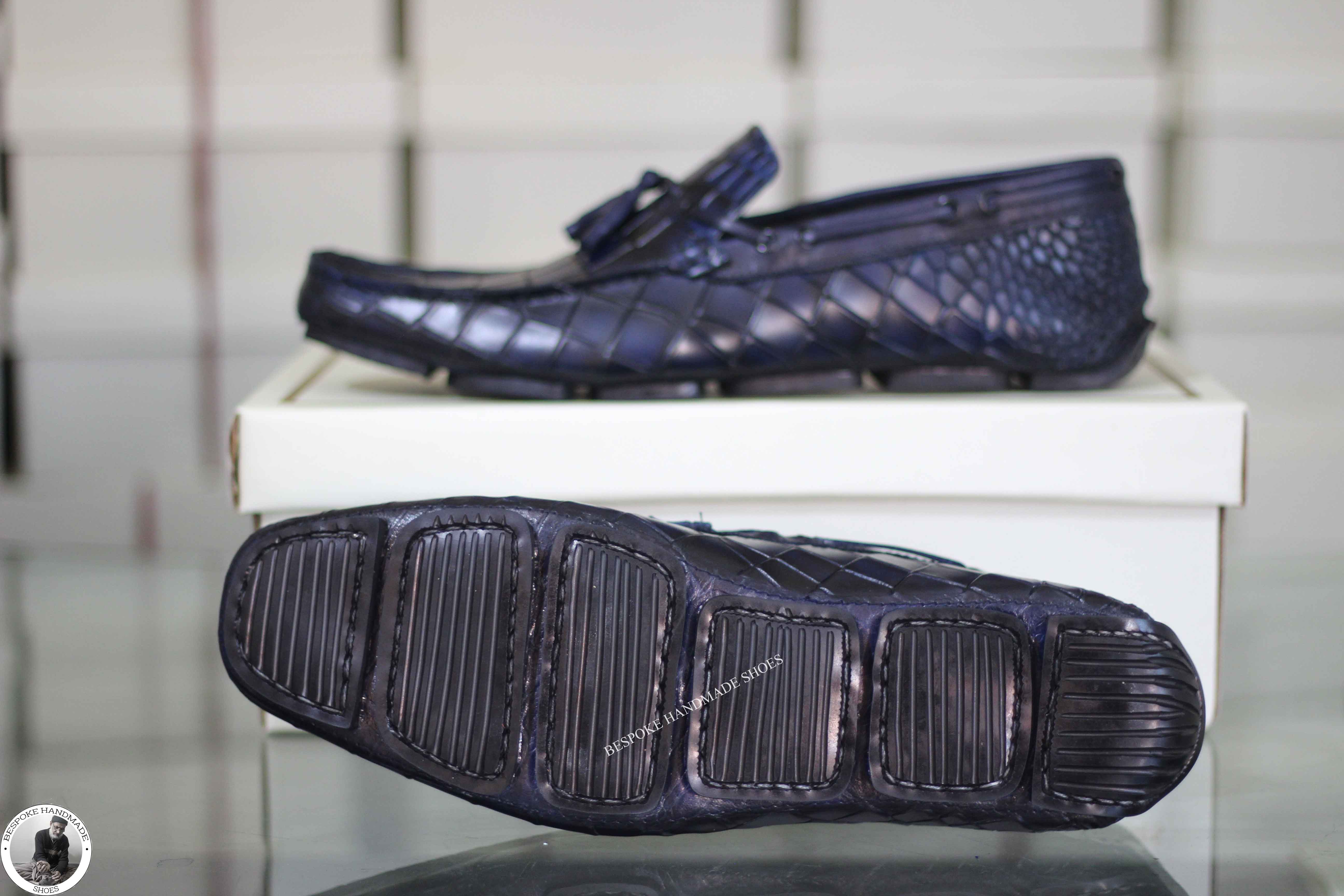 Bespoke Men's Handmade Black Leather Slip On Leather Tassel Loafer Casual Men's Shoes