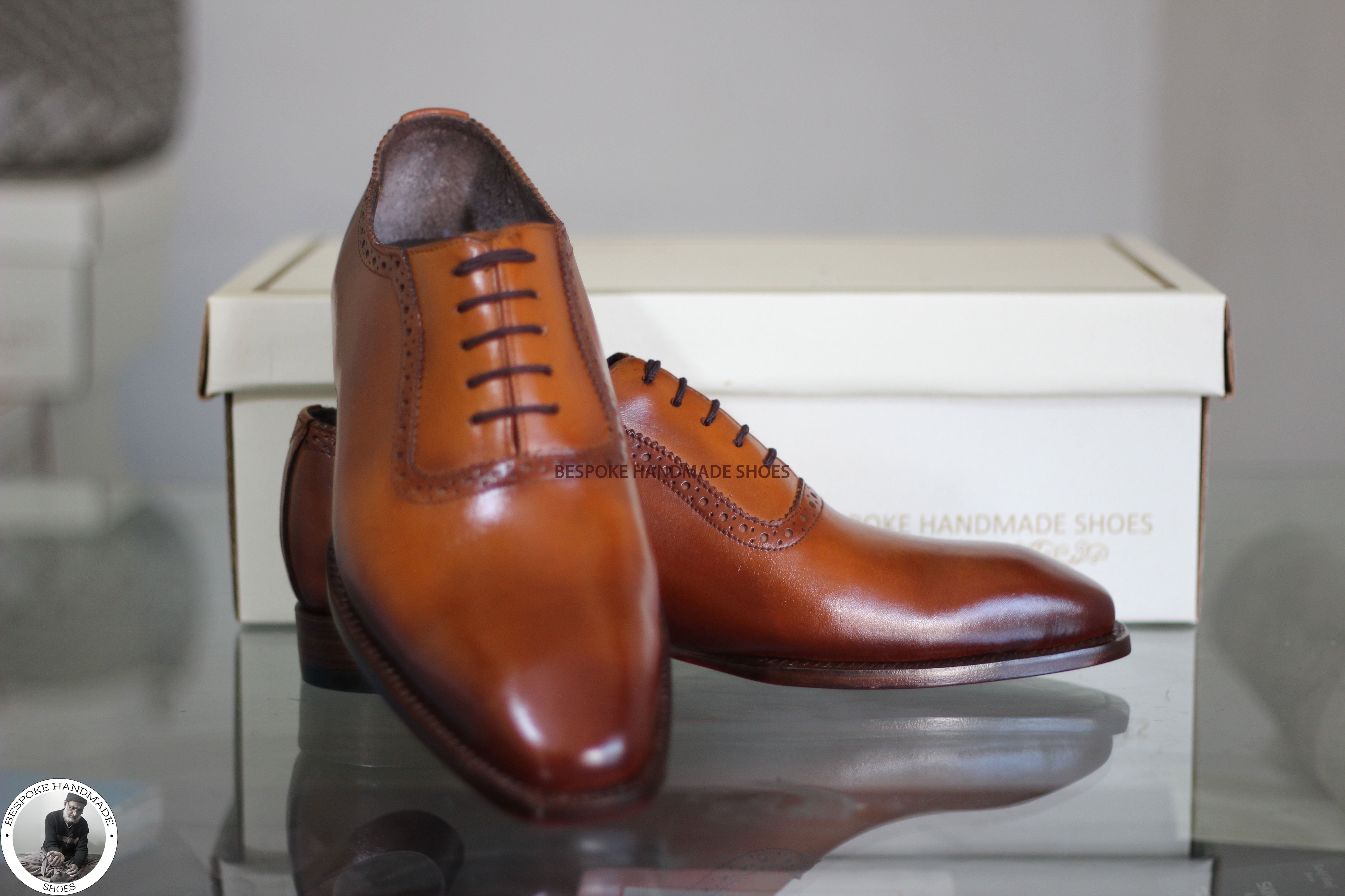 Tan Leather Oxford Lace up Shoe