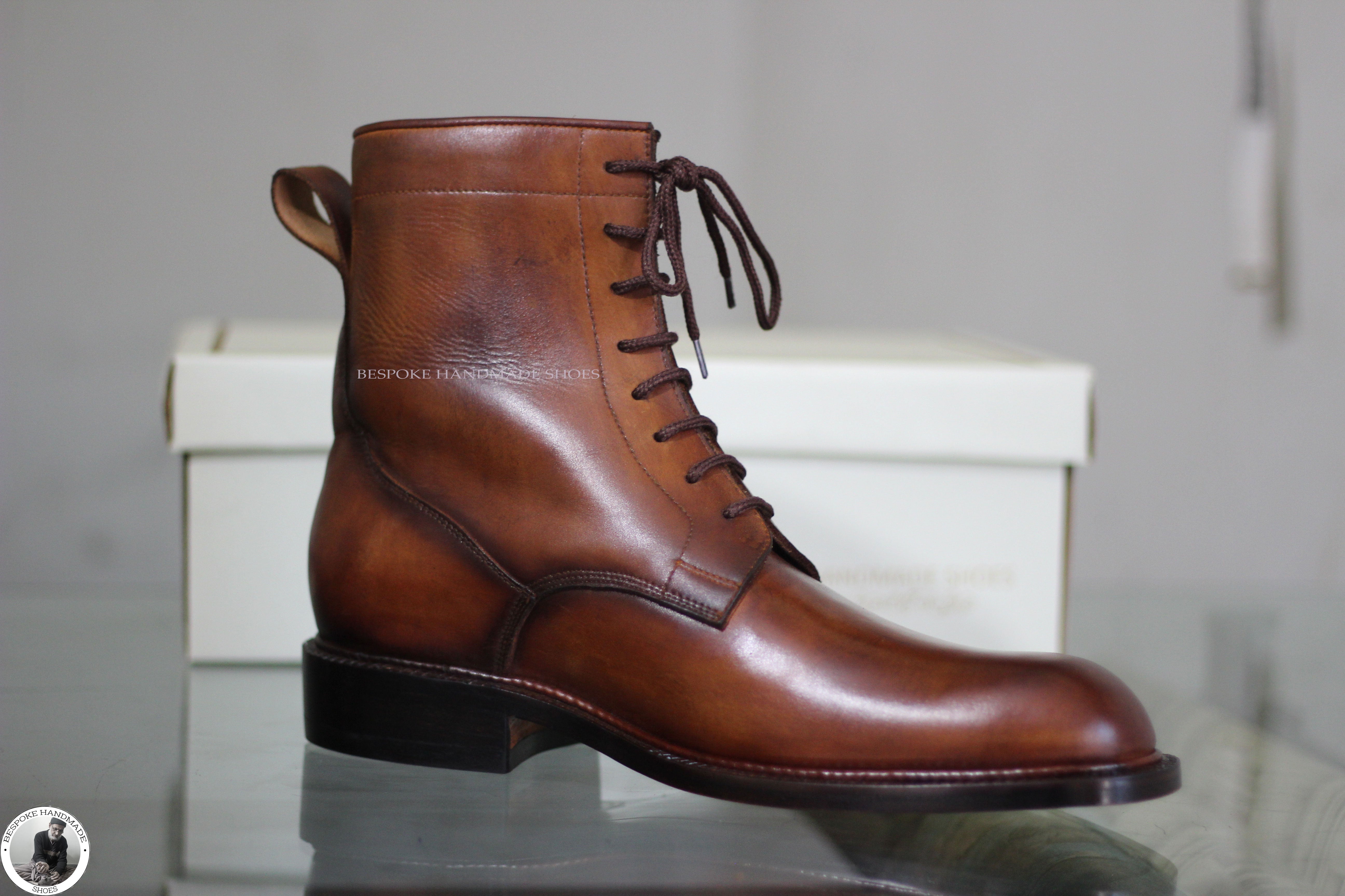 High Ankle Lace Up Derby Toe Cap Button Boot