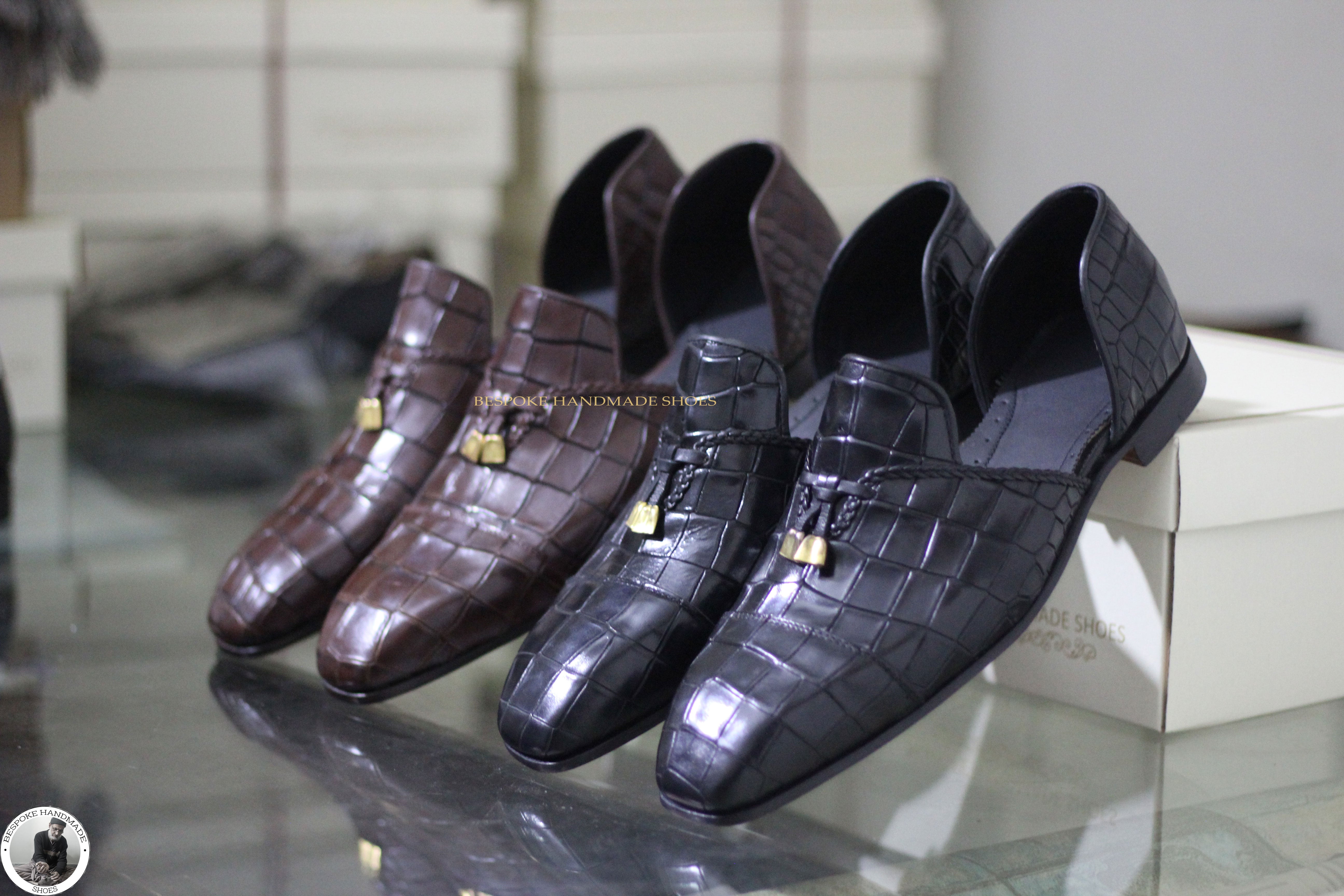 Handmade Men's Brown Leather Half Slip On With Leather Tassel Dress Shoes For Men's