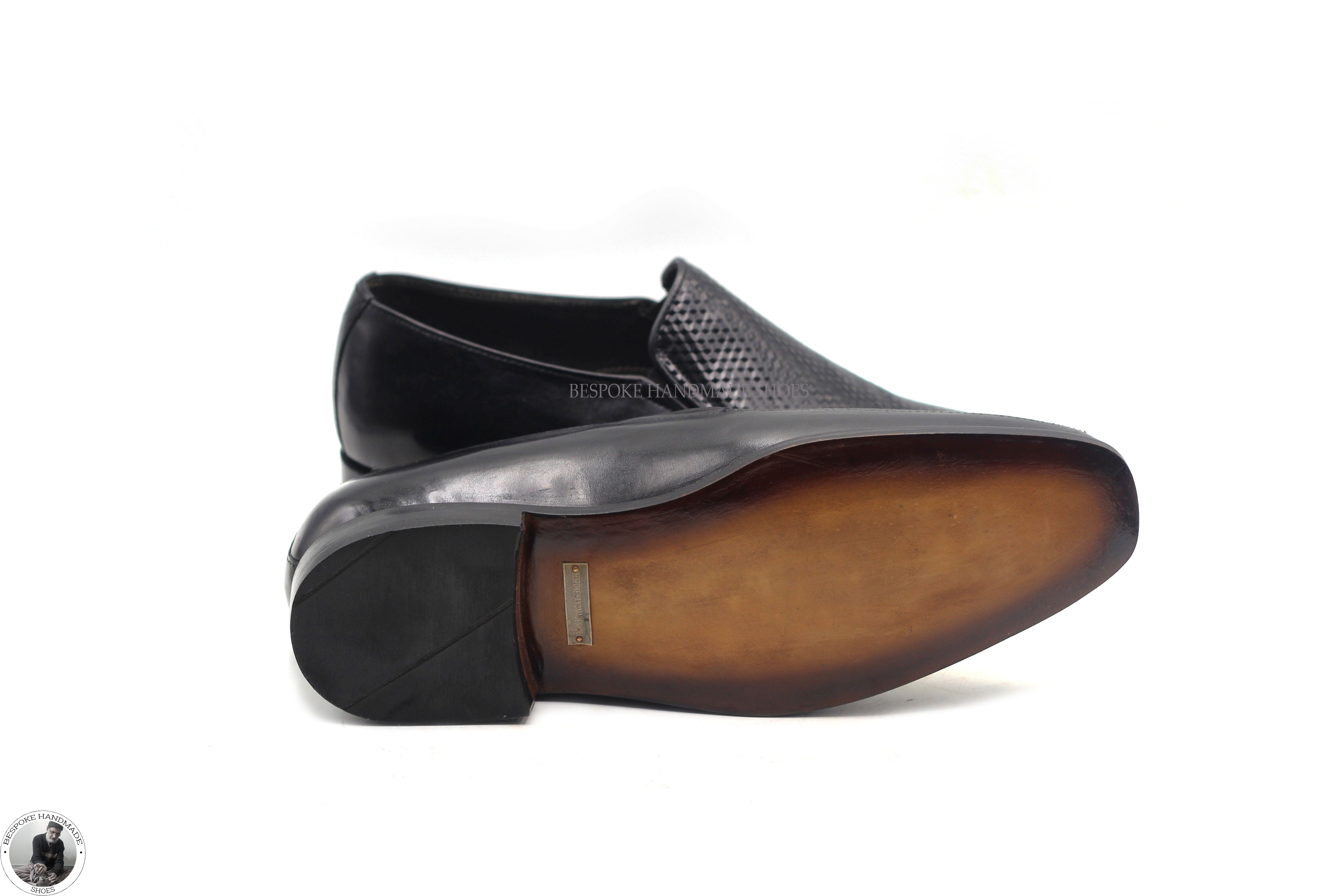 New Men's Handmade Black Crocodile Leather Slip On Mocassin Party Shoes