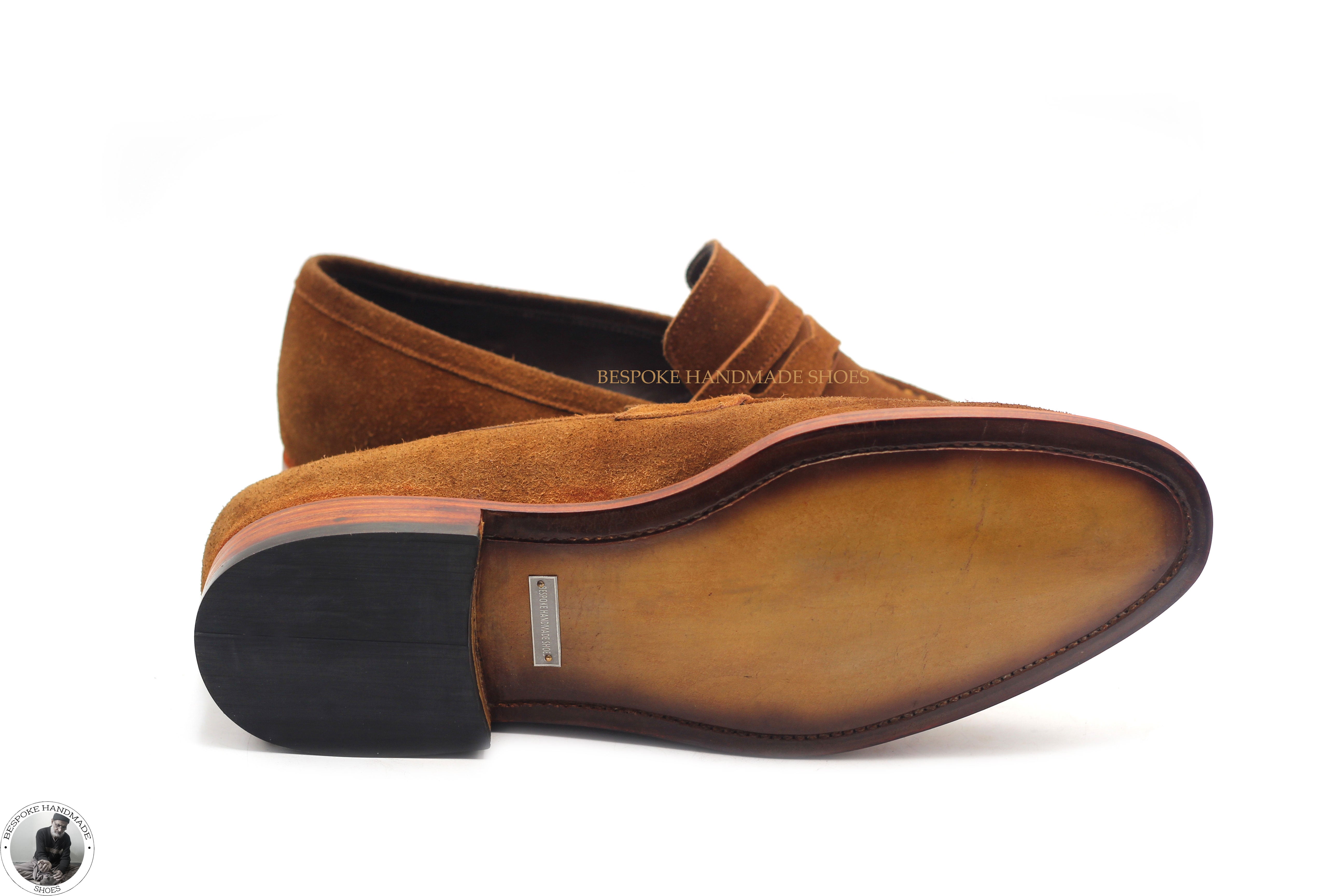 New Men's Handmade Brown Color Genuine Suede Slip On Moccasin Formal Shoes For Men's