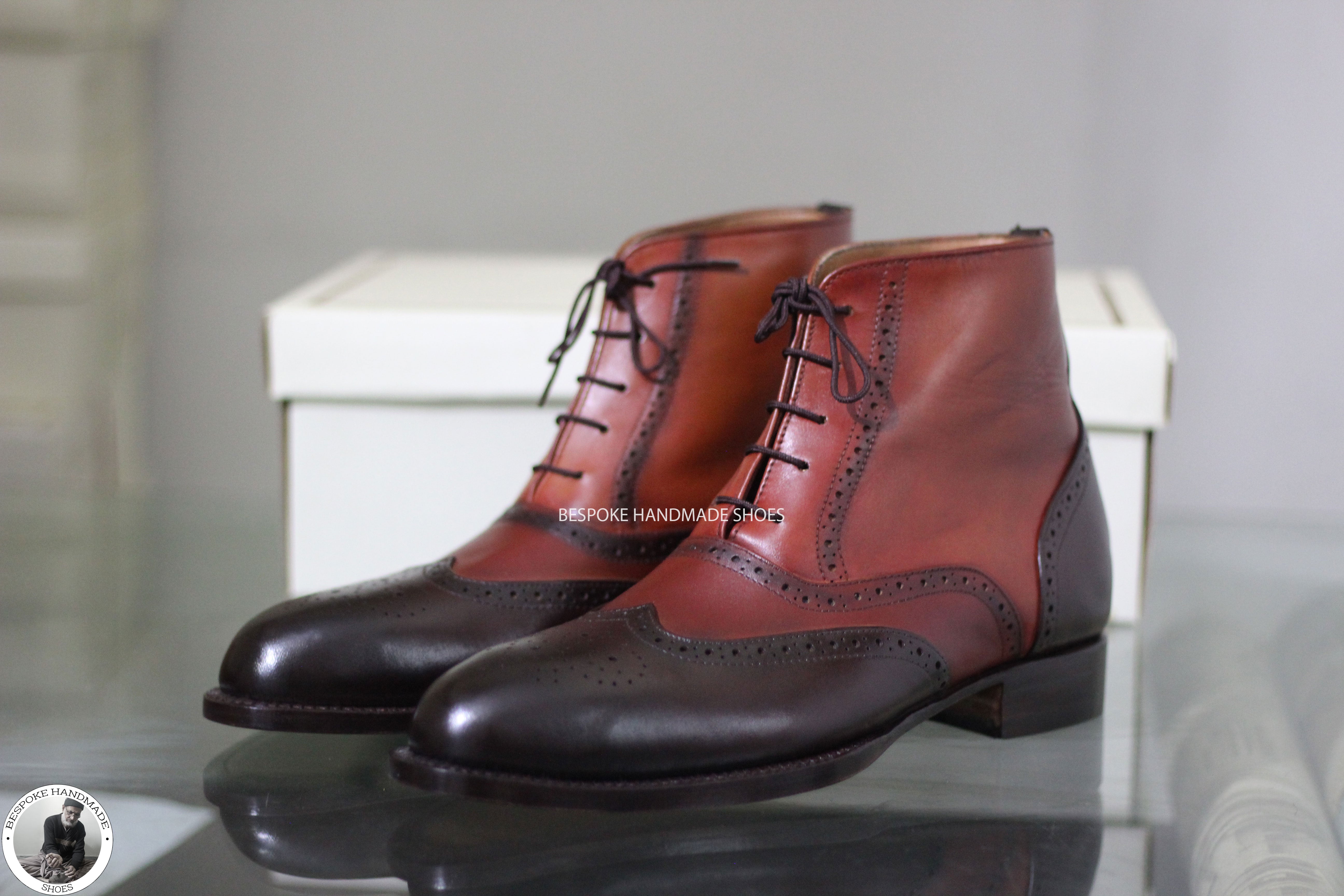 High Ankle Lace Up Derby Wingtip Brogue Boot