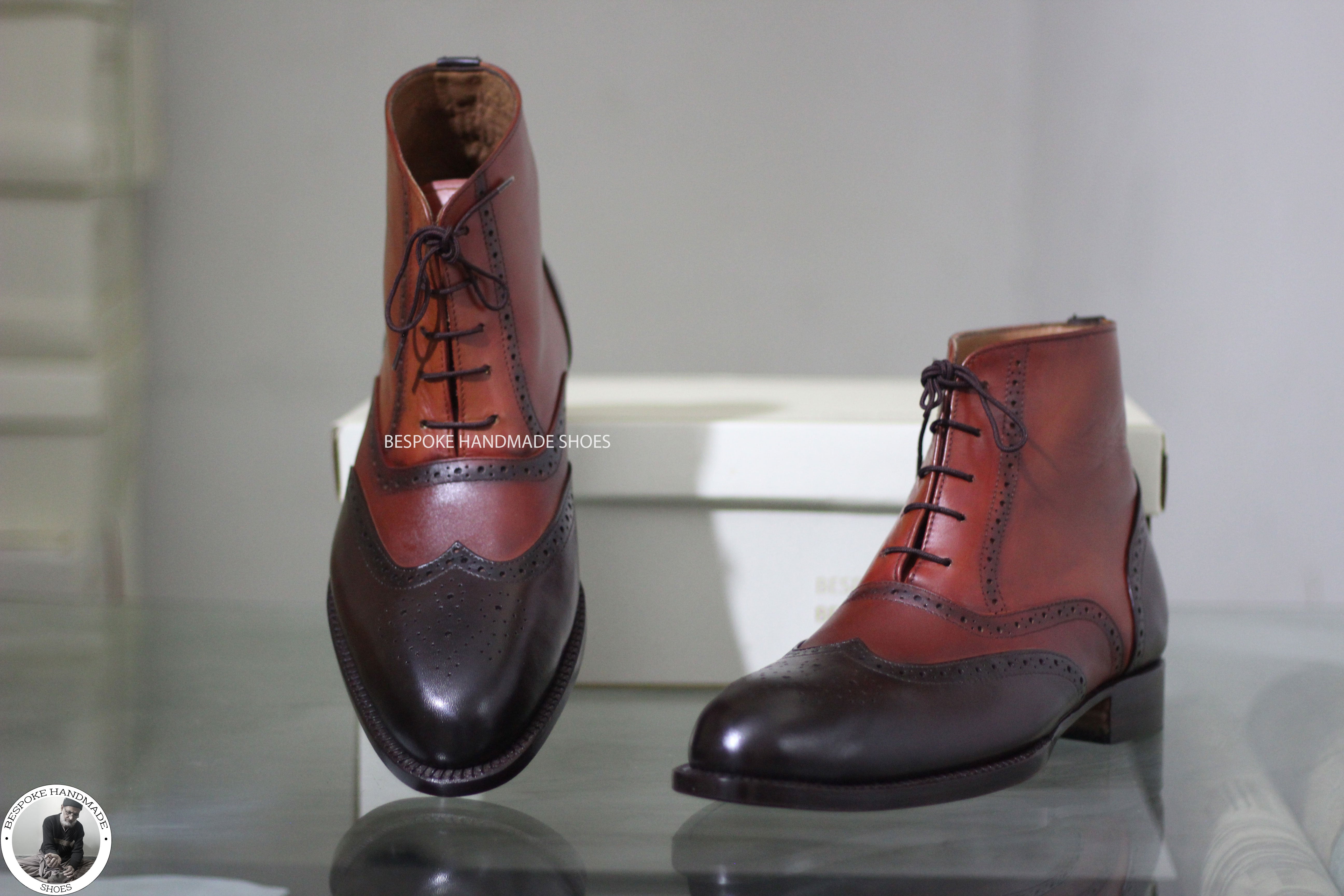 High Ankle Lace Up Derby Wingtip Brogue Boot