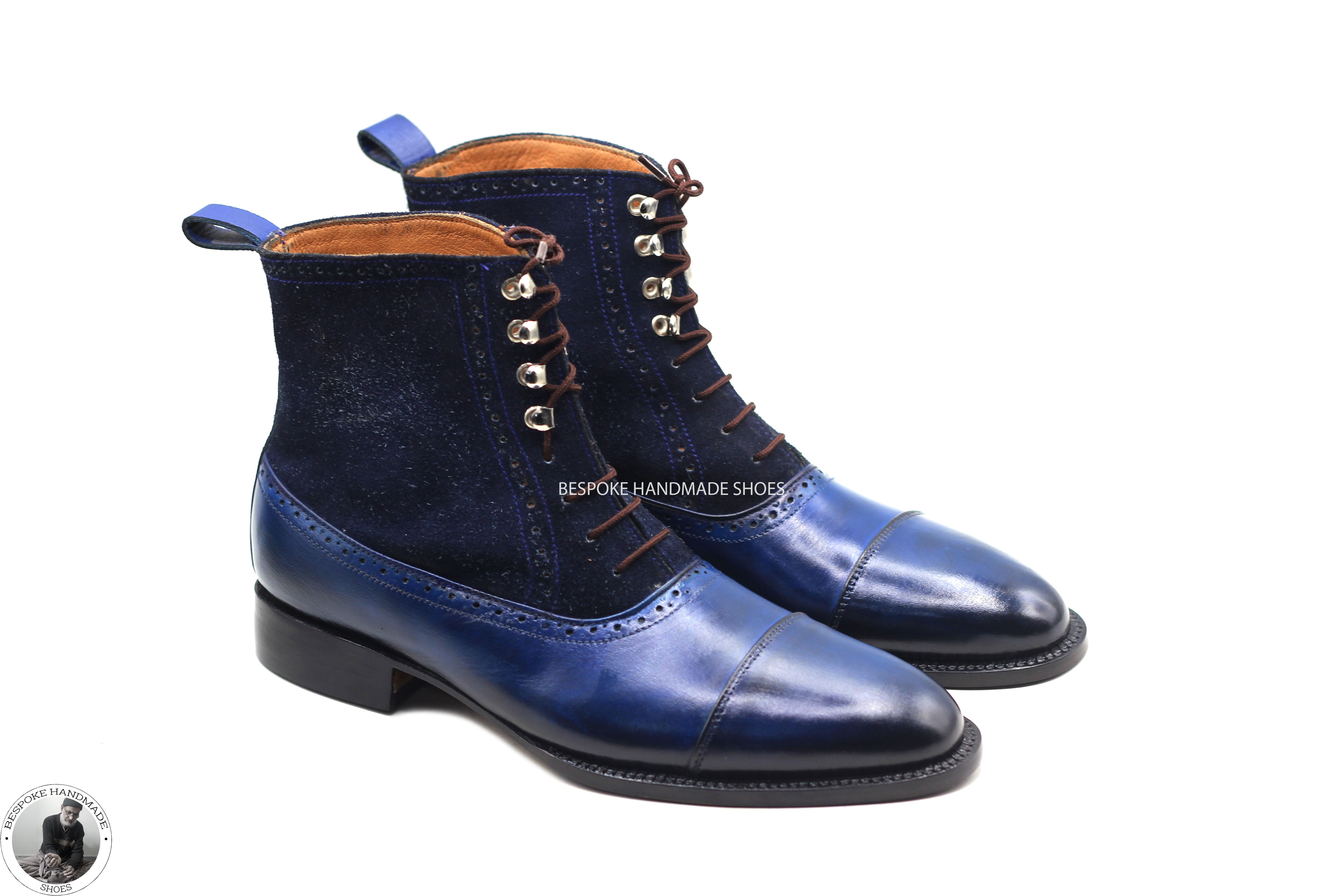 High Ankle Lace Up Derby Toe Cap Button Boot
