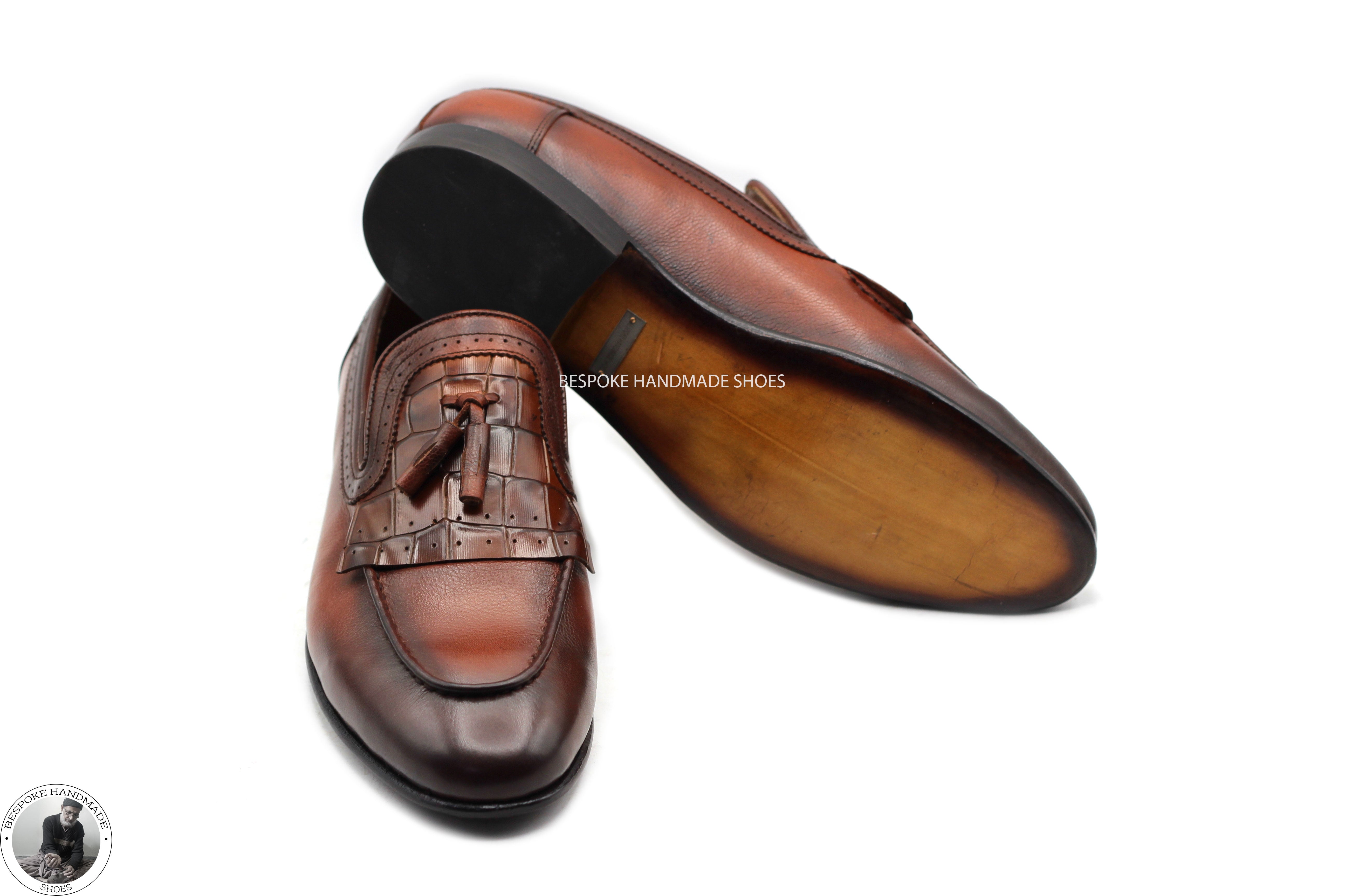 New Handmade Men’s,  Brown Color Leather Tassels Slip on Loafer Fashion Shoes For Men's