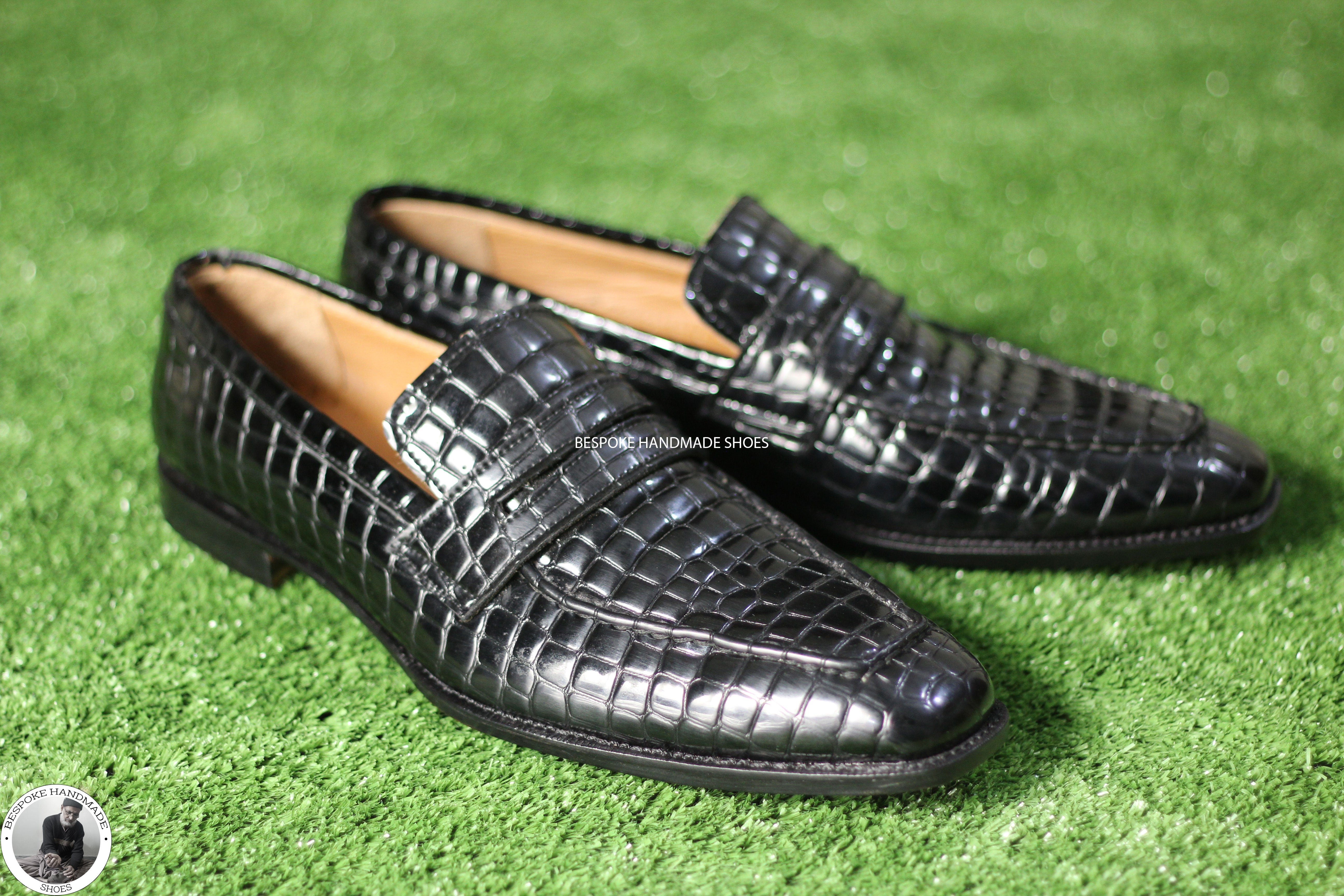 Custom Made Men's Black Animal Print Leather Loafer Moccasin Slip on Dress Shoes