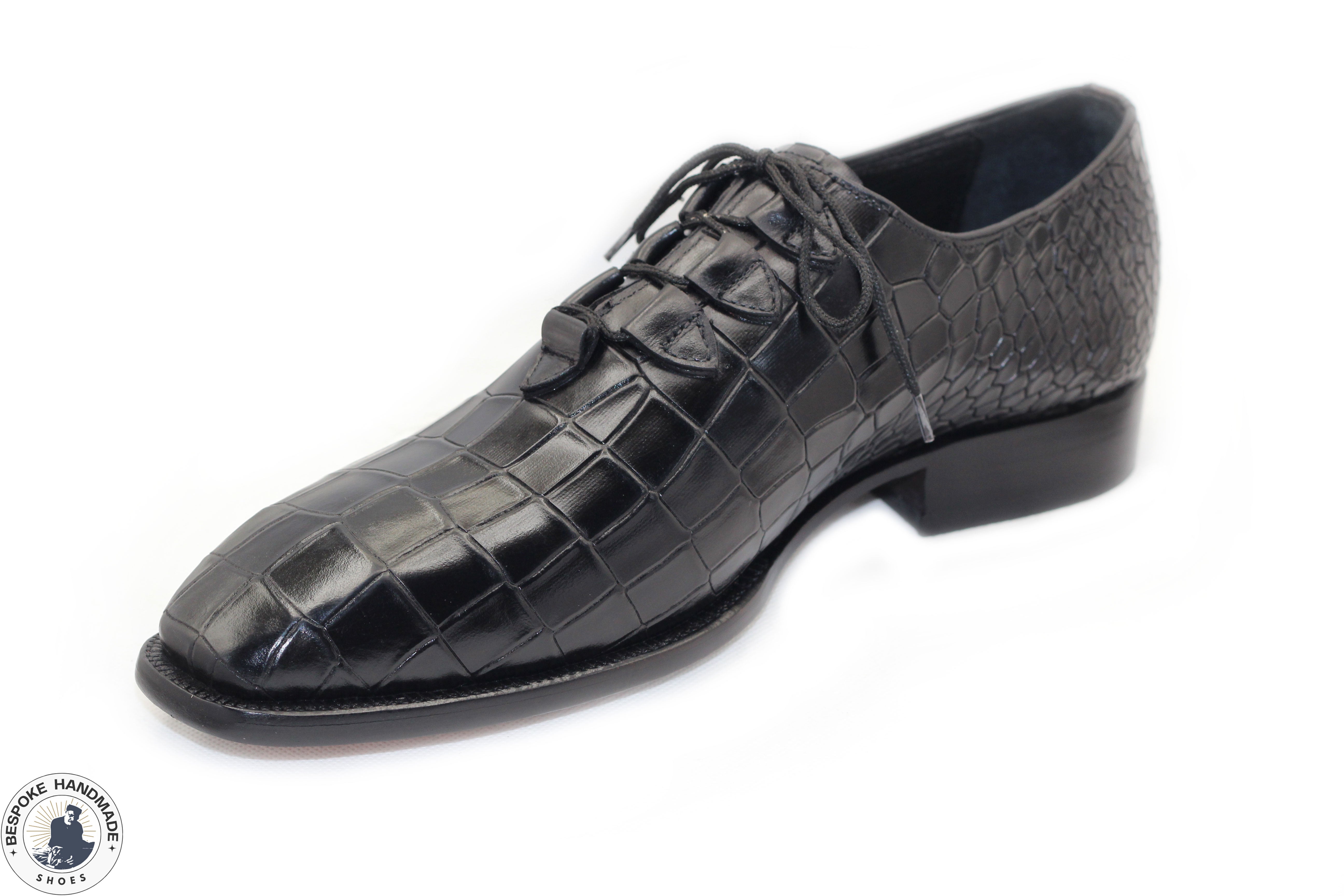 Tailor Made Men's Black Crocodile Leather Oxford Toe Cap Brogue Stylish,Dress Shoes For Men's