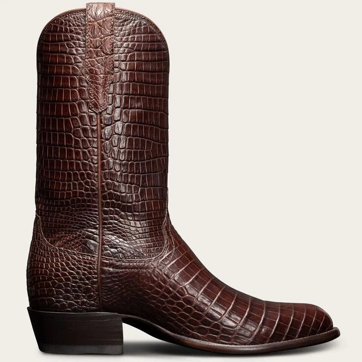 New Men's Handmade Brown Alligator Leather Print Cowboy Western Dress Casual Boots Men