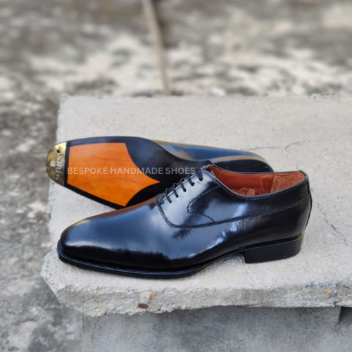 Bespoke Men's Handmade Black Leather Oxford Lace Up Dress Formal Wear Gift Shoes Men