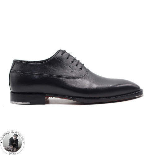 Handcrafted Premium Quality Black Leather Oxford Lace up Whole Cut Dress Shoes