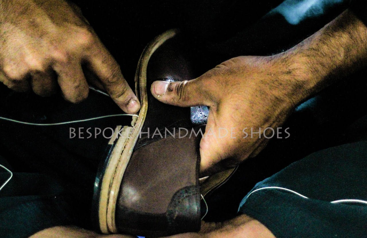 Bespoke Men's Handmade Blue Leather, Black Shaded Single Monk Strap Slip On Party Shoes For Men's