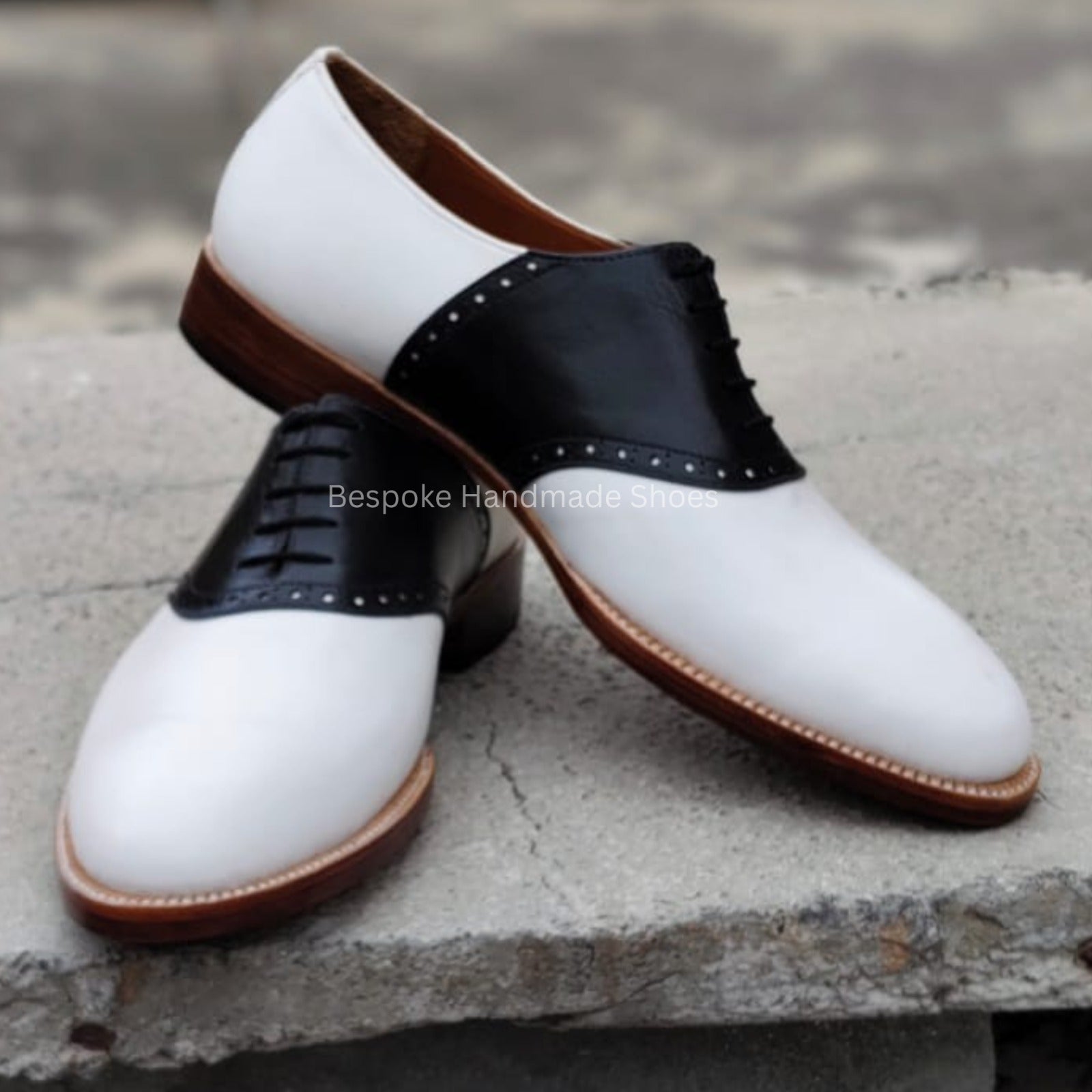New Men's Handstitched White, Black Color Leather Oxford Lace-Up Premium Quality Dress Shoes Men