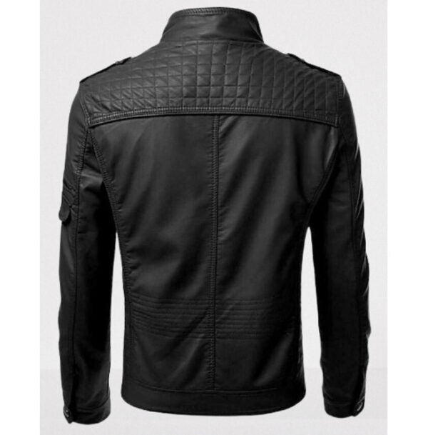 Men's Pure Black Leather Biker Fashion Jacket for Men, Men Leather Outerwear