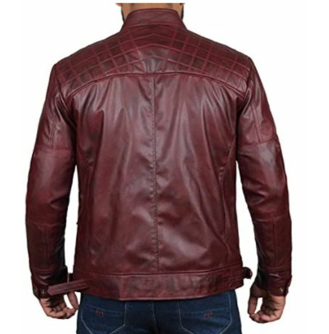 Buy Maroon Leather Biker Jacket for Men,Leather Fashion Jacket, Racers Jackets