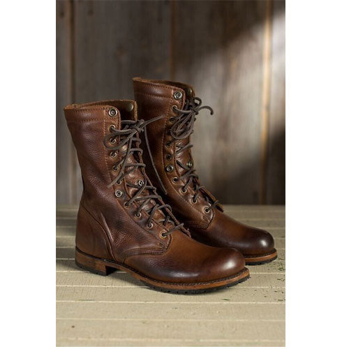 Bespoke Dark Brown Leather Ankle High Lace up Dress Derby Marching Men's Boots