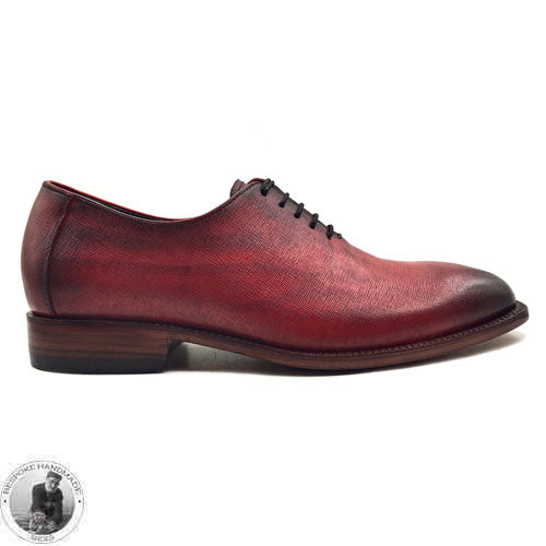 Men's Handmade Shoes, Hand Painted Red Leather Black Shaded Lace up Oxford Dress Shoes