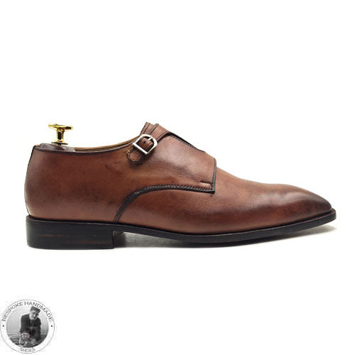 Buy New Handmade Genuine Brown Leather Shoe Oxford Wholecut Single Monk Strap Men Dress Shoes