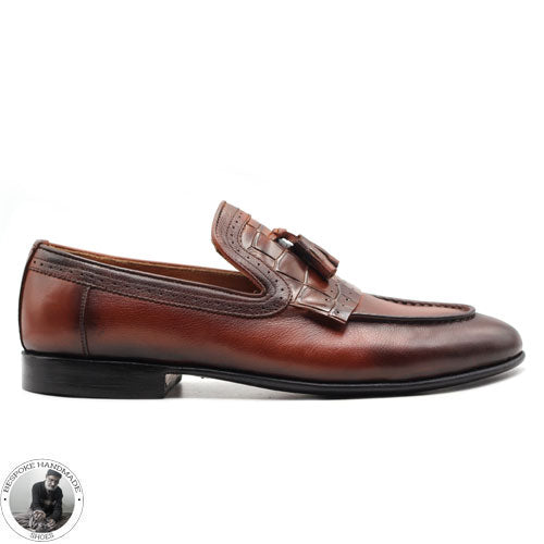 New Handmade Men’s,  Brown Color Leather Tassels Slip on Loafer Fashion Shoes For Men's