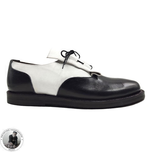 Buy Handmade Goodyear Welted Genuine White & Black Leather Whole Cut Oxford Lace up Men's Shoes