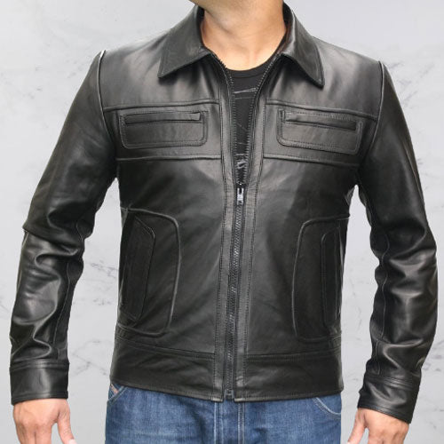 Bespoke Handmade Men Black Pure Leather Zipper Jacket, Winter Leather Apparel