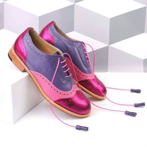 Three Toned Oxford Lace up Wingtip Brogue Shoe