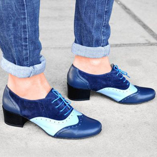 Leather and Suede Oxford Wingtip Shoe