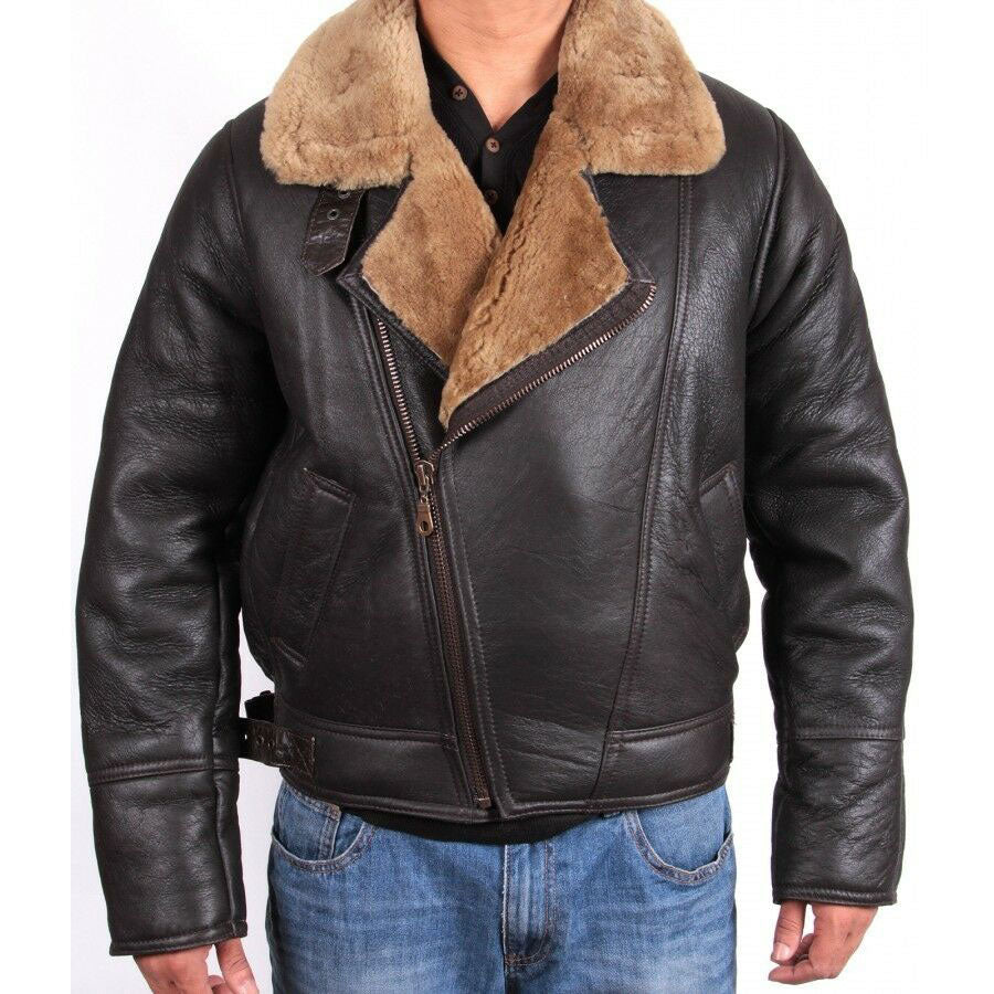 Tailor Made Men's Black Sheepskin Leather Jacket B3 Fashion Coat Stylish Jackets