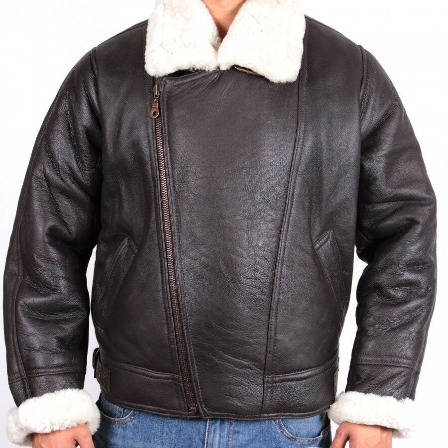 Tailor Made Men's Black Sheepskin Leather Coat Jacket B3 Jackets Cockpit